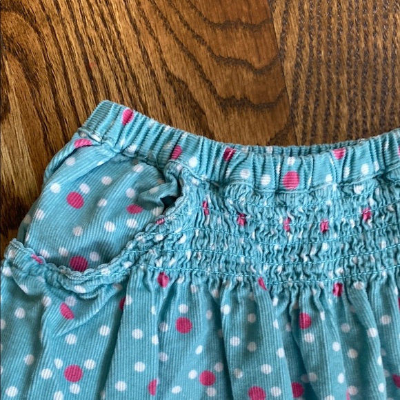 Turquoise with pink/white polka dots, Mini Boden lightweight corduroy skirt, 5-6 - Picture 12 of 12